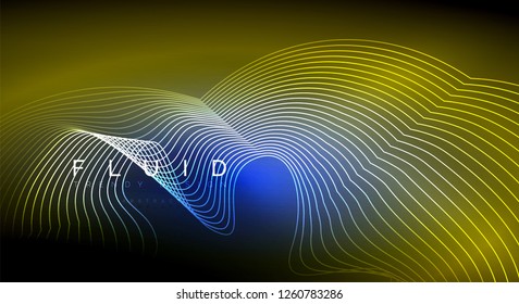 Digital flowing wave particles abstract background, vector smoke effect design