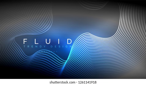 Digital flowing wave particles abstract background, vector smoke effect design