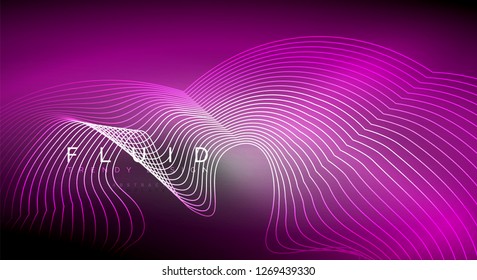 Digital flowing wave particles abstract background, vector smoke effect design