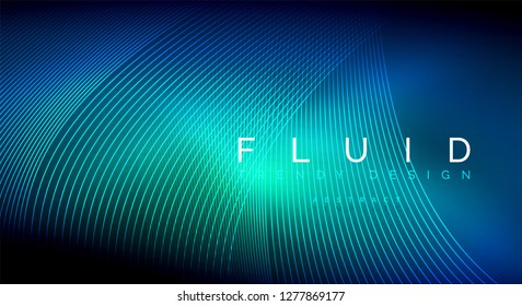 Digital flowing wave particles abstract background, vector smoke effect design