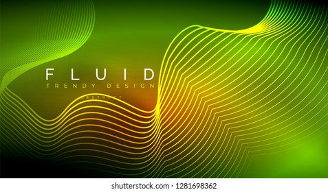 Digital flowing wave particles abstract background, vector smoke effect design