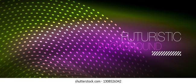Partículas de onda de flujo digital de fondo abstracto, diseño de efecto de humo vectorial. Ilustración del vector
