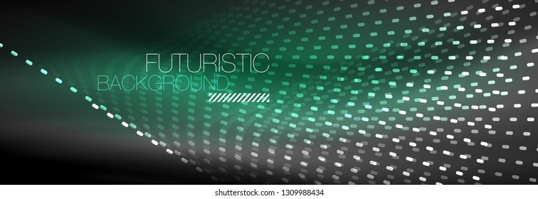 Partículas de onda de flujo digital de fondo abstracto, diseño de efecto de humo vectorial. Ilustración del vector