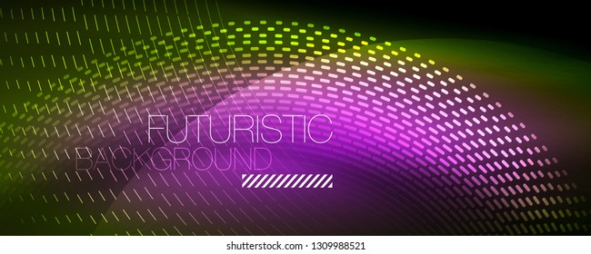 Digital flowing wave particles abstract background, vector smoke effect design. Vector illustration