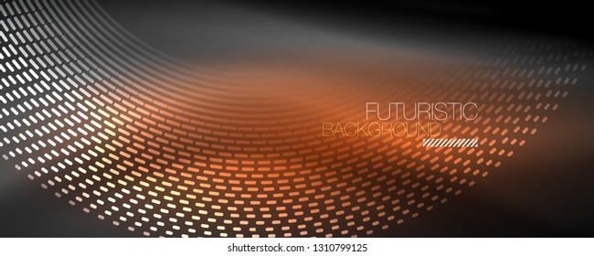 Partículas de onda de flujo digital de fondo abstracto, diseño de efecto de humo vectorial. Ilustración del vector