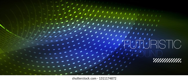 Digital flowing wave particles abstract background, vector smoke effect design. Vector illustration