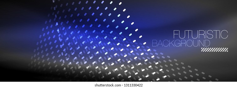 Digital flowing wave particles abstract background, vector smoke effect design. Vector illustration
