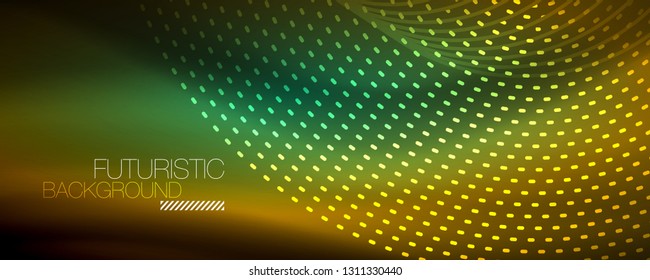 Partículas de onda de flujo digital de fondo abstracto, diseño de efecto de humo vectorial. Ilustración del vector