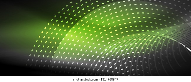 Digital flowing wave particles abstract background, vector smoke effect design. Vector illustration