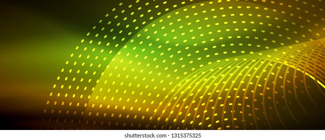 Partículas de onda de flujo digital de fondo abstracto, diseño de efecto de humo vectorial. Ilustración del vector