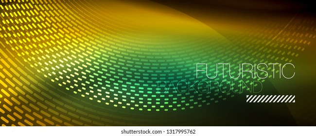 Partículas de onda de flujo digital de fondo abstracto, diseño de efecto de humo vectorial. Ilustración del vector