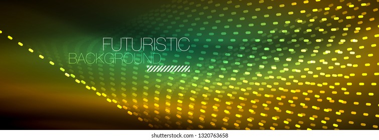 Digital flowing wave particles abstract background, vector smoke effect design. Vector illustration