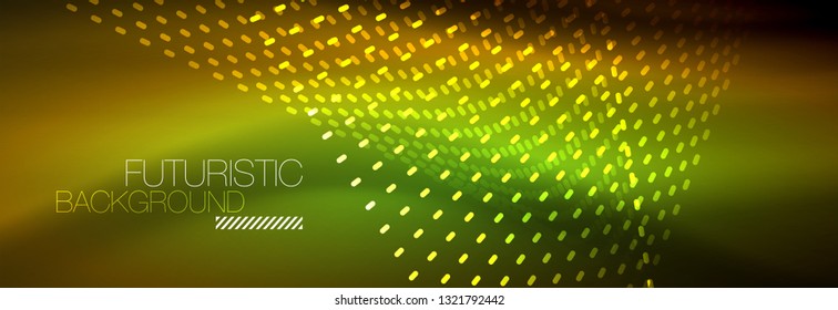 Partículas de onda de flujo digital de fondo abstracto, diseño de efecto de humo vectorial. Ilustración del vector