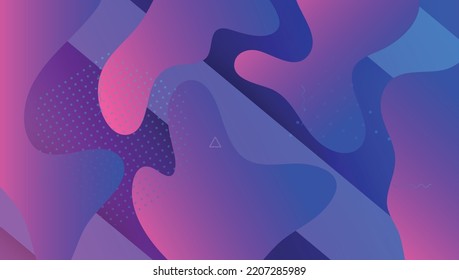 Digital Flyer. Modernes Poster. Geometrisches Muster. Mehrfarbenbroschüre. Flacher Farbverlauf-Hintergrund. Blue Trendy Cover. Hipster-Seite. 3D Landing Page. Magenta Digital Flyer