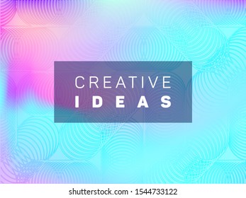 Digital flyer neon hologram texture vector background. Fluid shimmer overlay elements. Tech neon holographic gradient template for flyer design.