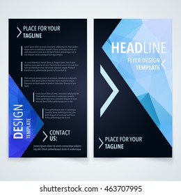 digital flyers vector modern flyer poster or brochure design template with blue triangle texture on dark background digital flyers abstract background scene performance modern empty business blue fanc