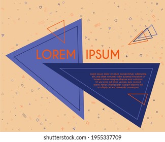 Diseño vectorial de banner geométrico de triángulos voladores digitales. Plantilla de póster o volante con confeti geométrico - triángulos, círculos, cuadrados, cruz, formas de zigzag. Concepto de pancarta con título y texto.