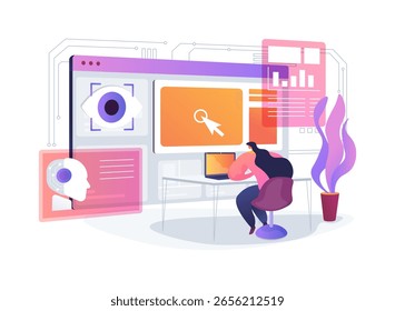 Digital Focus Ferramentas de aprimoramento conceito abstrato ilustração vetorial. Os aplicativos minimizam as distrações e ajudam os usuários a manter o foco durante o horário de trabalho.