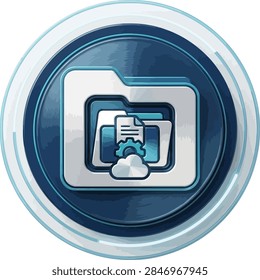 Digital folder icon showing cloud backup with document and cloud symbol inside
