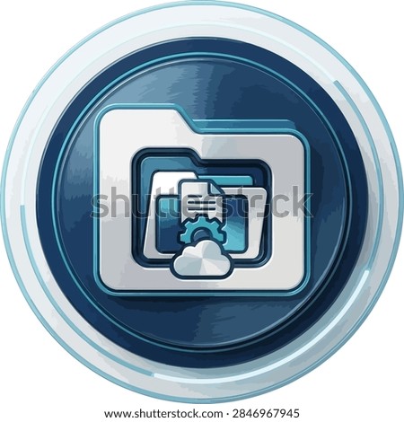 Digital folder icon showing cloud backup with document and cloud symbol inside