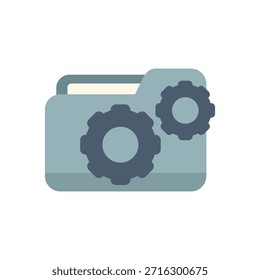 Icono de carpeta digital con dos engranajes, que simboliza el procesamiento de datos y la gestión de archivos