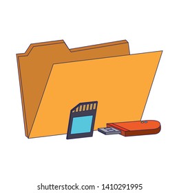 Digital folder with micro sd and usb vector illustration graphic design