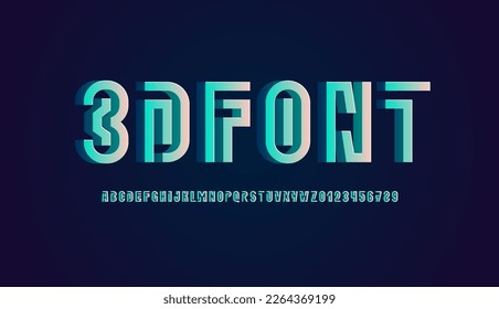 Digital font alphabet from segment line, minimal technology style letters and numbers, vector illustration 10EPS