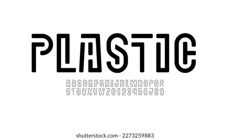 Digital font alphabet from segment line, minimal technology style letters and numbers, vector illustration 10EPS
