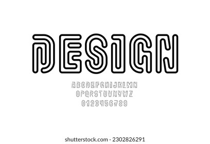 Digital font alphabet from segment line, minimal technology style letters and numbers, vector illustration 10EPS