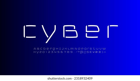 Digital font, digital alphabet, trendy Latin letters from A to Z and Arab numbers from 0 to 9 for you logo designs or brand name or logo, vector illustration 10EPS