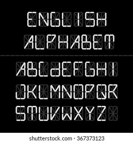 Digital font - English Alphabet. Vector set of letters. lettering collection. Technical type.