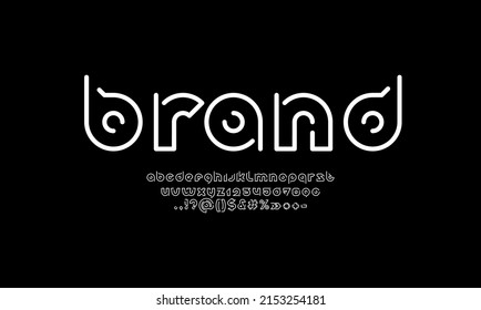 Digital font, rounded alphabet, letters from A to Z and numbers from 0 to 9, vector illustration 10EPS