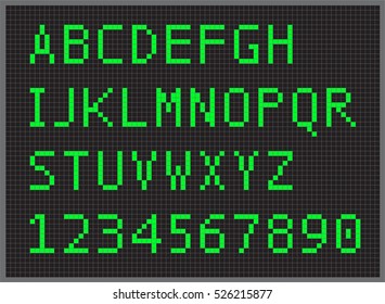 Digital font set, Computer alphabet and numbers. Vector
