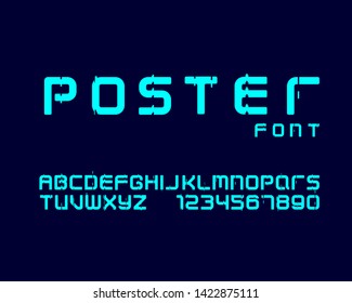 Digital font set in glitch effect