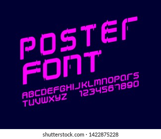 Digital font set in glitch effect