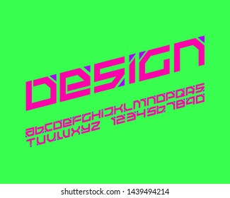 Digital Font set in vector format. Italic version