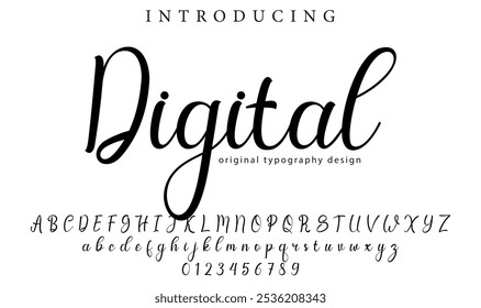 Pincel con estilo pintado con letras mayúsculas del Vector, alfabeto, tipografía