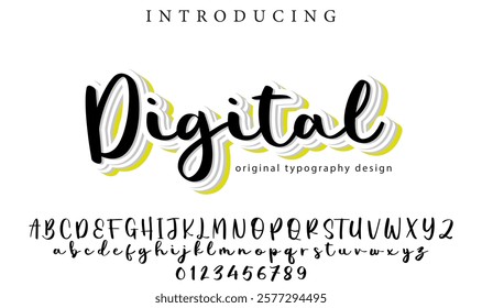 Digital Font Stylish brush painted an uppercase vector letters, alphabet, typeface