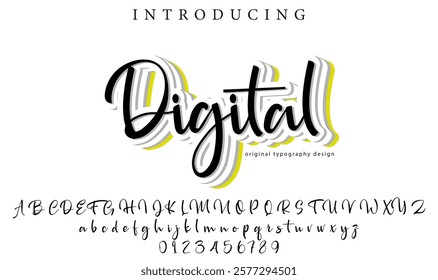 Digital Font Stylish brush painted an uppercase vector letters, alphabet, typeface