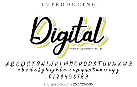Digital Font Stylish brush painted an uppercase vector letters, alphabet, typeface
