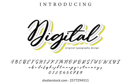 Digital Font Stylish brush painted an uppercase vector letters, alphabet, typeface