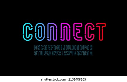 Digital Font, Tech Alphabet, Technology Letters And Numbers Made Of Electric Current Wires And Connectors, Vector Illustration 10EPS