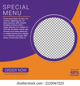 Digital Food Menu banner for social media post template.