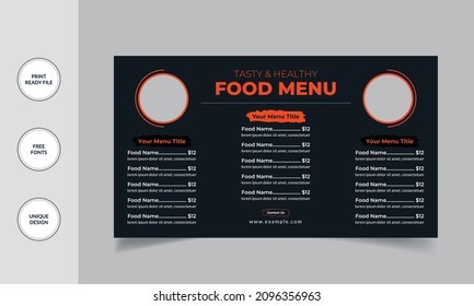 Digital Food Menu Design Template Vector illustration.