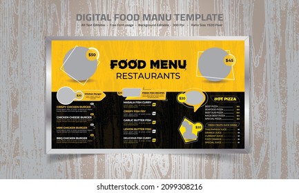 Digital Food Menu Design Template Vector Illustration