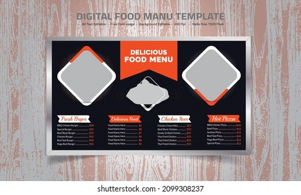 Digital Food Menu Design Template Vector Illustration