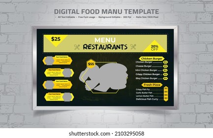 Digital Food Menu Design Template Vector illustration.