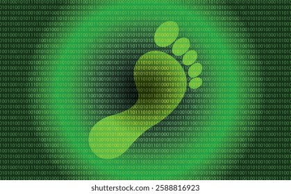digital footprint binary green background 