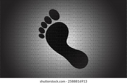 digital footprint black white binary background
