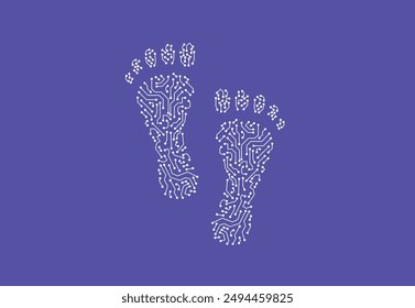 Digital footprint circuit tracking illustration